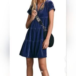 NWT $148 Maeve Anthropologie blue velvet dress